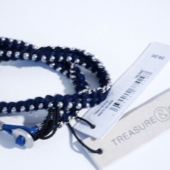 Nordstrom  Treasure and bond  Beaded Wrap Bracelet in navy silver NWt 39 - Picture 4 of 6